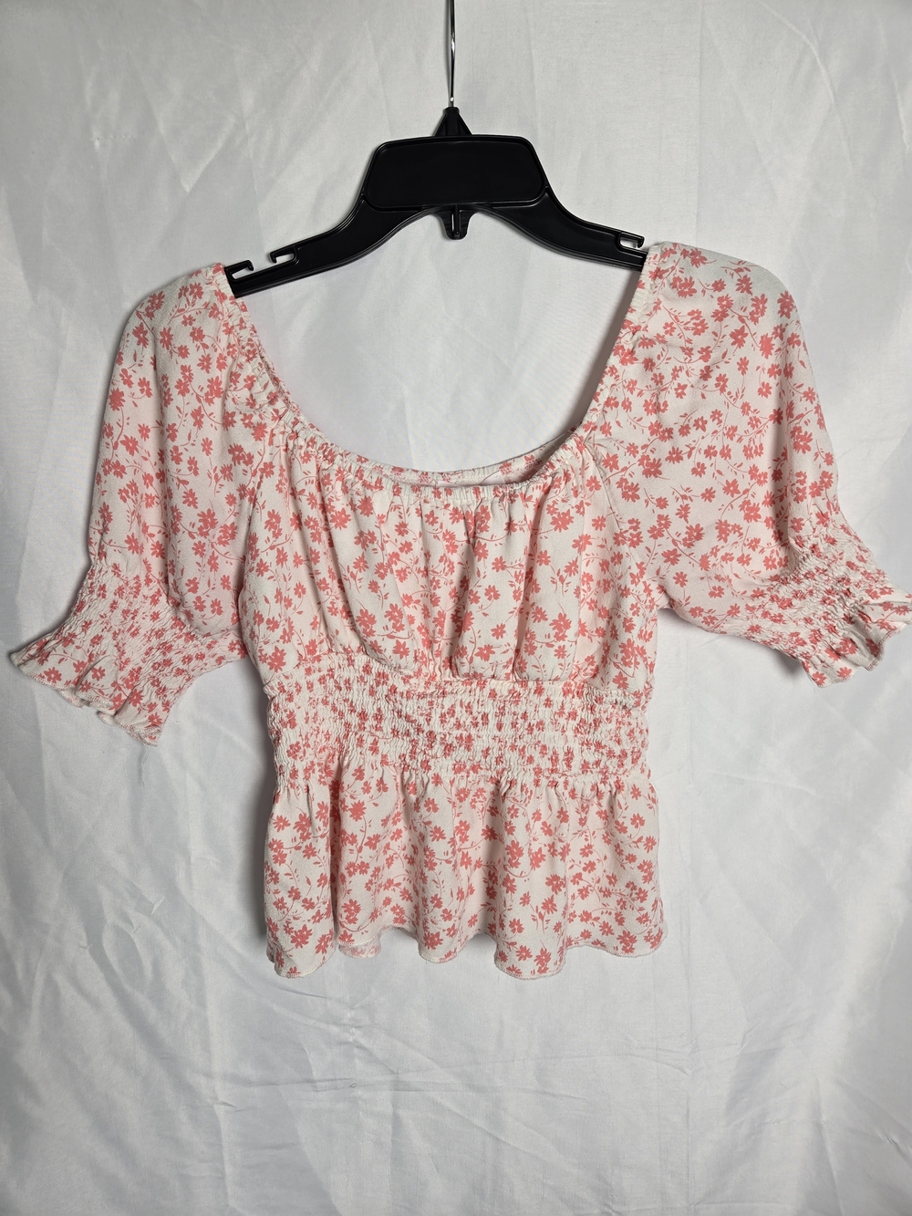 URBAN Romantics Pink Floral Smocked Crop Top